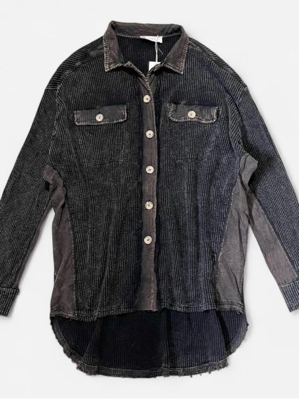 BNWT Washed Black Thermal / Waffle Shacket by Nineteen 44
